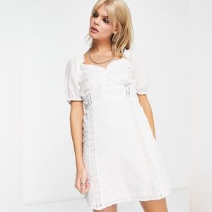 Crochet details white summer dress